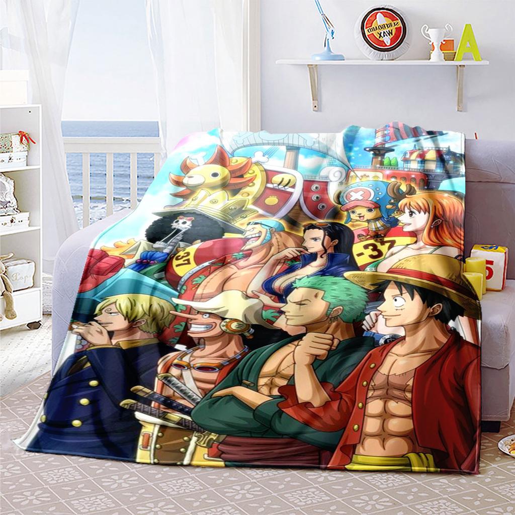 One Piece Luffy Print Blanket, High-quality Nap Blanket, Warm and Soft, Suitable for Sofas, Beds, Camping Trips, and Offices.