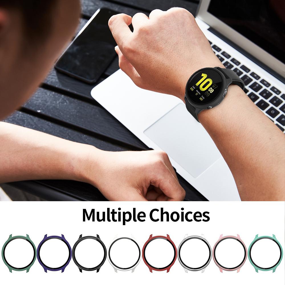 Glass+Case for Samsung Galaxy watch active 2 44mm 40mm All-Around cover bumper+Screen Protector film correa active2 44 mm 40 mm