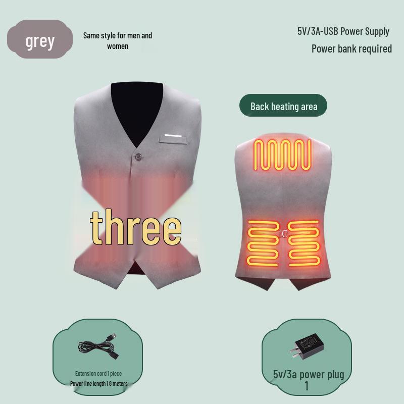 

Carbon Fiber Infrared Heated Vest with Three-Speed Temperature Control and Shoulder Warmth Compression. Gray