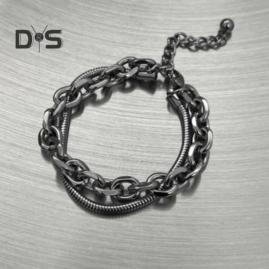 Bracelet chaîne bohème pour hommes et femmes, bracelet vintage à double couche à maillons cubains, bijoux hip-hop punk pour garçons, cadeaux d'anniversaire