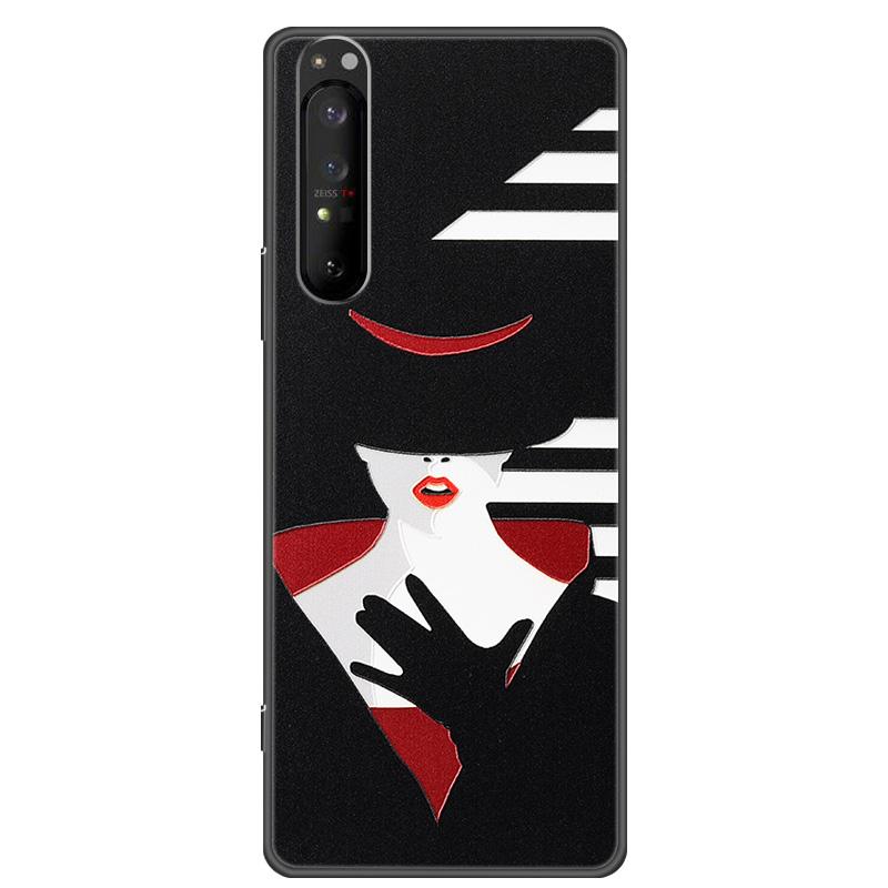 Retro 3D Case for Sony Xperia 1 5 10 II Relief EMBOSS Silicone Cover for Sony Xperia 1 5 10 III XZ4 XZ5 Bumper Shell