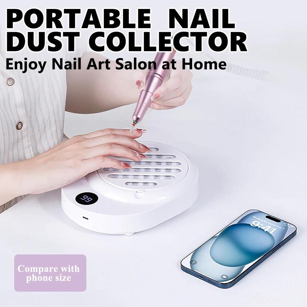 USB Rechargeable Manicure Nail Vacuum Cleaner Strong Suction Nail Dust Collector Portable Nail Art Vacuum Dust Cleaner