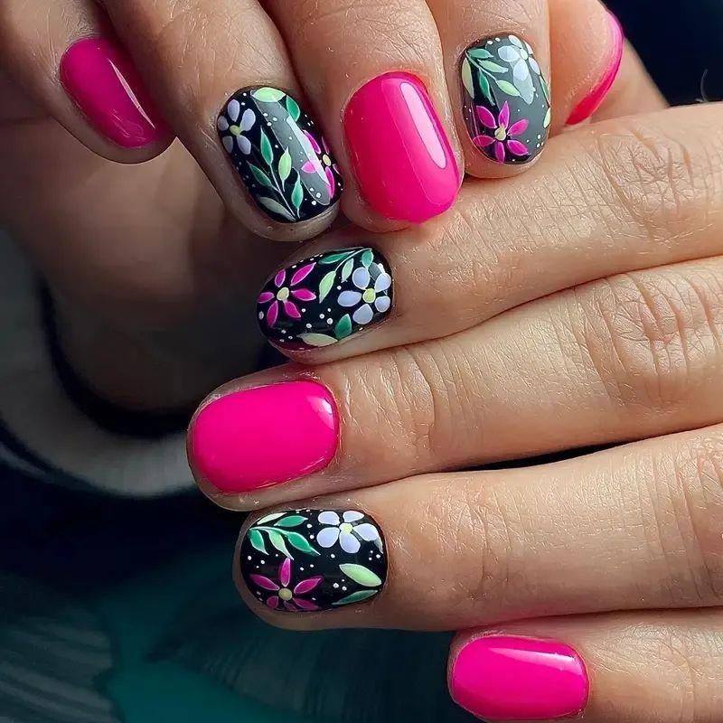 Nail Art 24 Pieces Small Fresh Collection Color Flower Plaid Corrugated Short Wearing Nail Piece