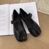 2025 New Women Flat Women's Square Toe Retro Single Shoes One Word Buckle Shallow Mouth Mary Jane Shoes Split Toe Shoes Sandals