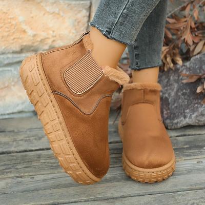 Außenhandel neue Wildleder Dicksohlen Kurzschaft verdickte Baumwollschuhe Damen grenzüberschreitende Samt Gummizug warme Schneestiefel