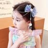 1 Pair Fashion Mermaid Princess Children Forehead Chain Pearl Fairy Hair Clip Sweet Bowknot Hair Accessories Kids