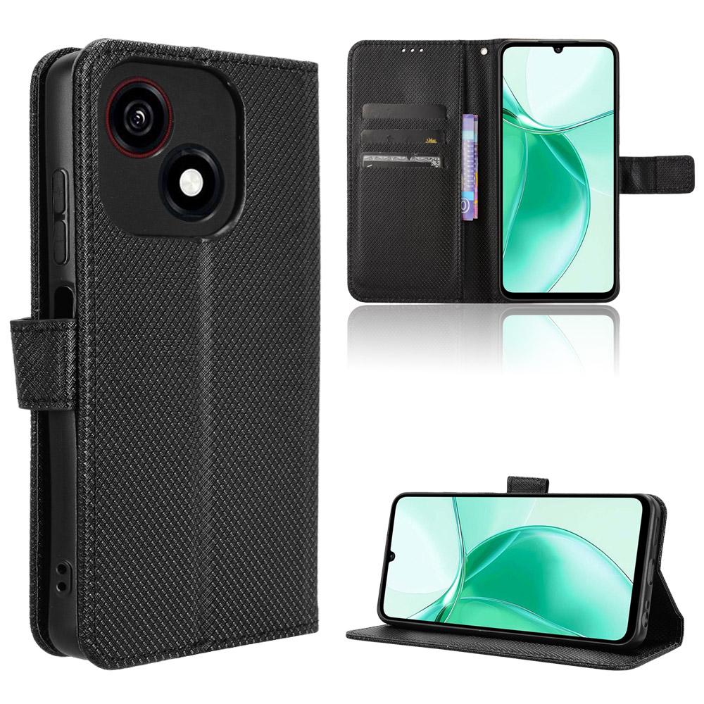 

Кожаные флип-чехлы для ZTE Blade A35e Кожаный чехол [Flip Vintage Leather] Кошелек противоударный прочный ретро флип-чехол for ZTE Blade A35e чёрный
