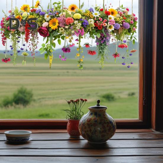 Flowers Spring Window Clings Removable Anti-Collision Window Stickers Waterproof Static Clings for Glass Window Door Decoration