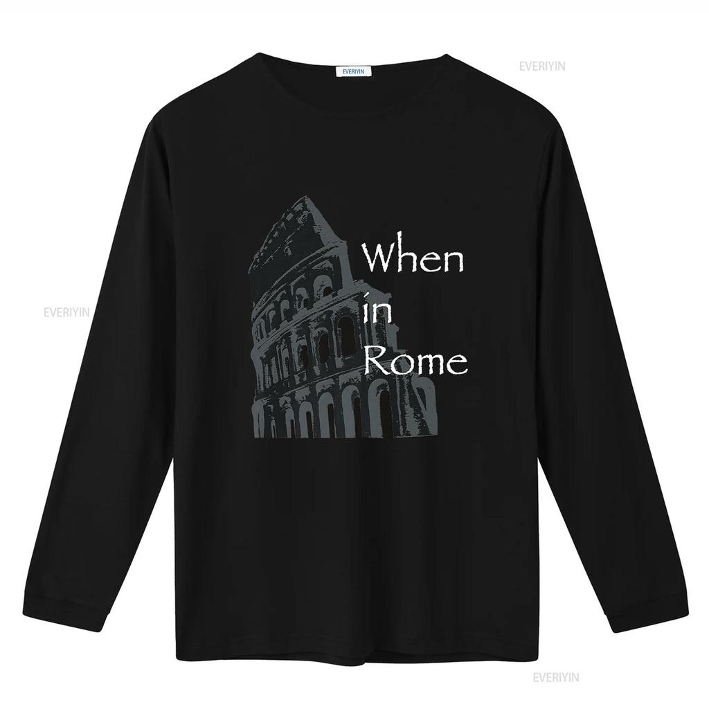 When In Rome Colosseum T Shirt Vintage Washed Unisex Stretched Versatile Breathable Comfortable Casual Homme Graphic