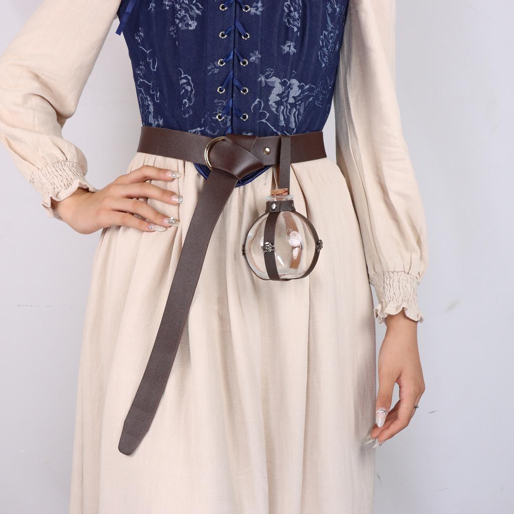 Acessórios de Cinto de Três Peças Halloween Fantasia Bruxa Vodu Mágico Magia Negra Garrafa de Poção de Cortiça Adereços de Fantasia para Role Play