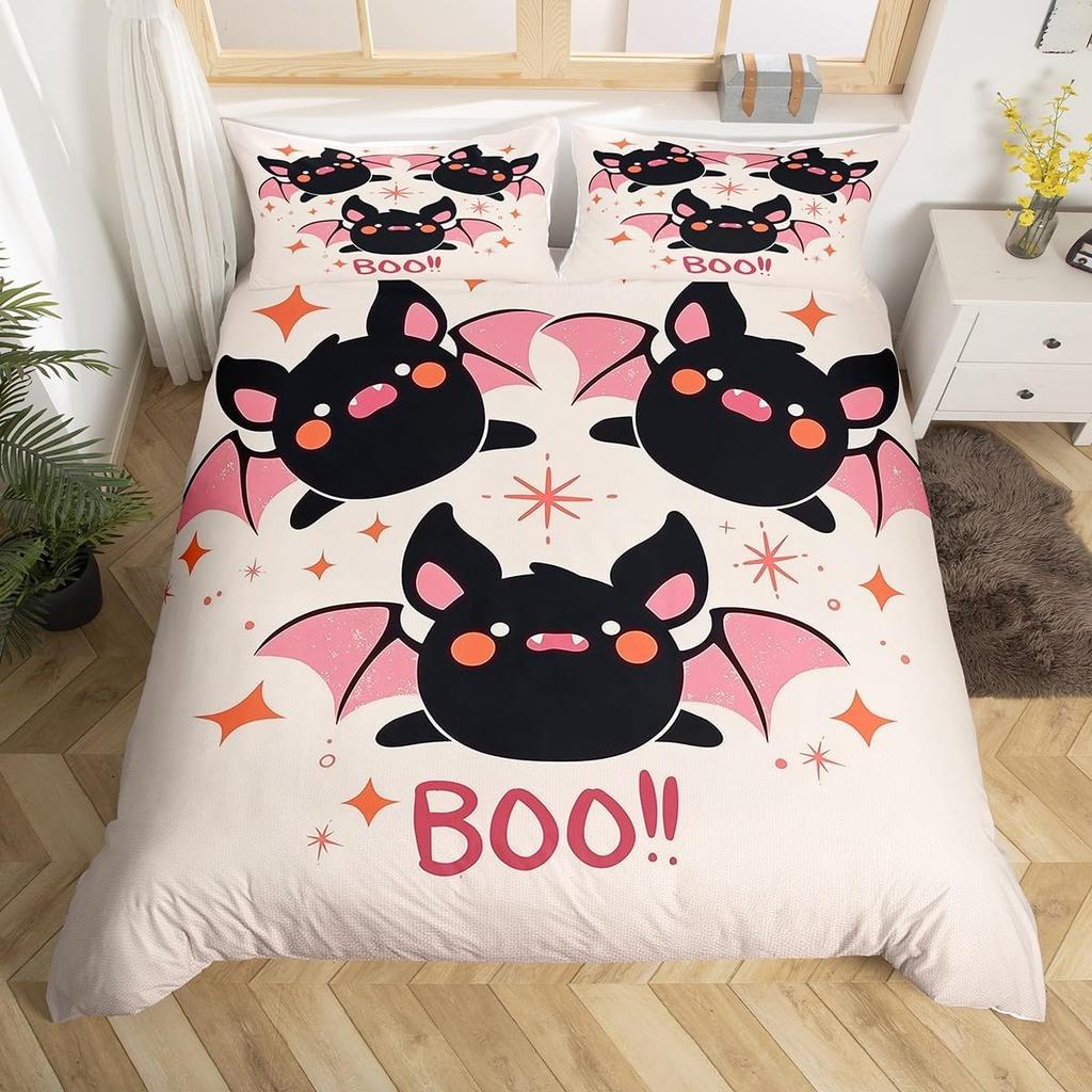 Hapy Halowen Beding Set Ful King-Sized Dimensionsd Dimensions Witch Soft Duvet Cover for Young Boys Tens Spiderweb Warm Comforter Cover Set Magic