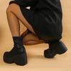 Punk-Stil dicksohlige schräge Ferse 40-43 Übergröße modische hochgeschnittene europäische und amerikanische modische Damenstiefel