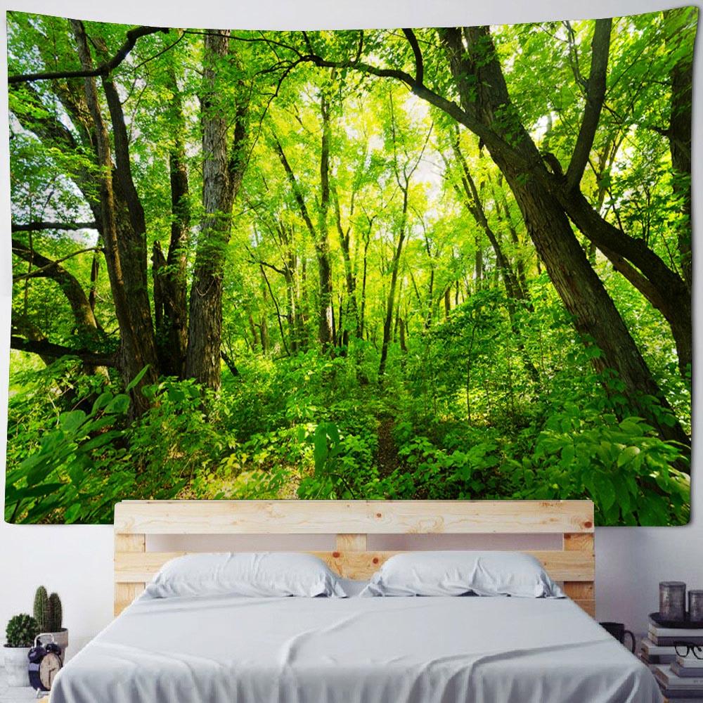 Green Jungle Tapestry Hippie Bohemian Home Decoration Wall Hanging Cloth Living Room Bedroom Mural, Background Poster