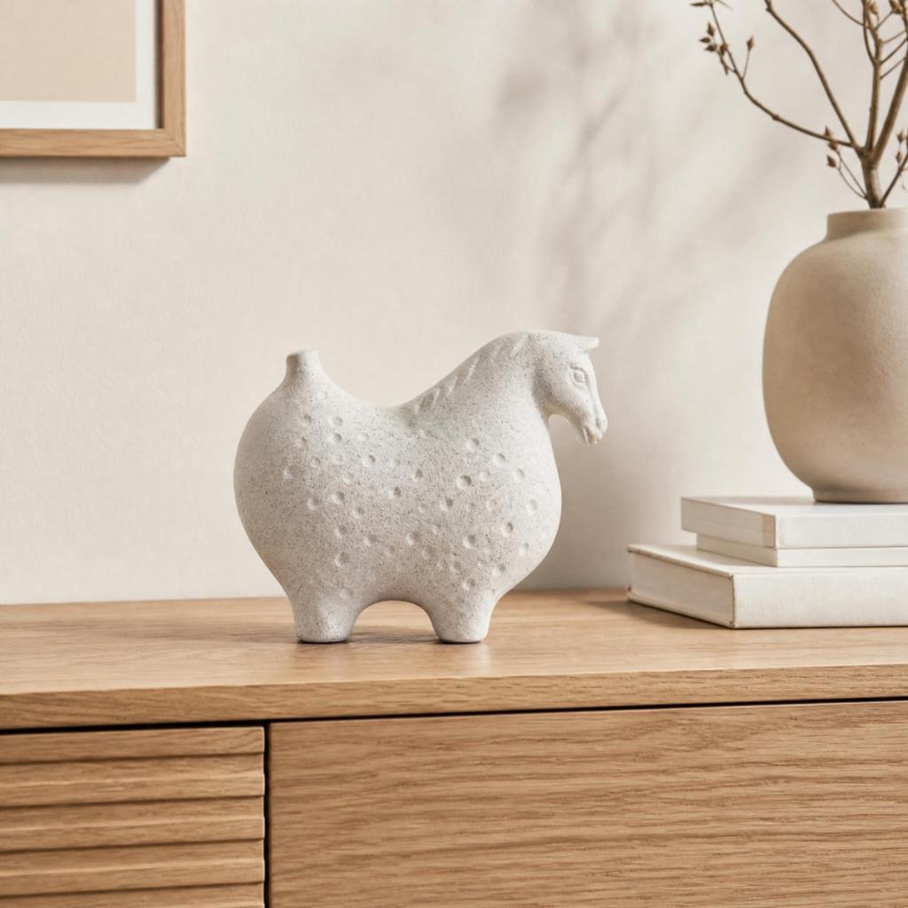 Abstract Horse Sculpture Textured Spotted Figurine Stable Cabinet Decorative for