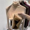 Warm Velvet Fleece Turtleneck Long Sleeve Women's Knit Top