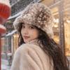 Winter Deer Pattern Bucket Hat Simple Warm Soft Waxy Basin Hat Showing Small Face Big Head Circumference Hat Women's Skin-friendly Plush Hat