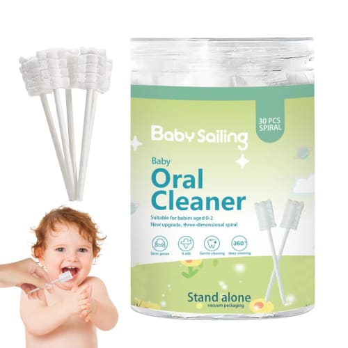 Baby Tongue Cleaner, Newborn Tongue Cleaner, Pack of 30, Upgraded Disposable Oral Gauze Tongue Cleaner with Paper Handle | Double-Ply Cotton Thread Or