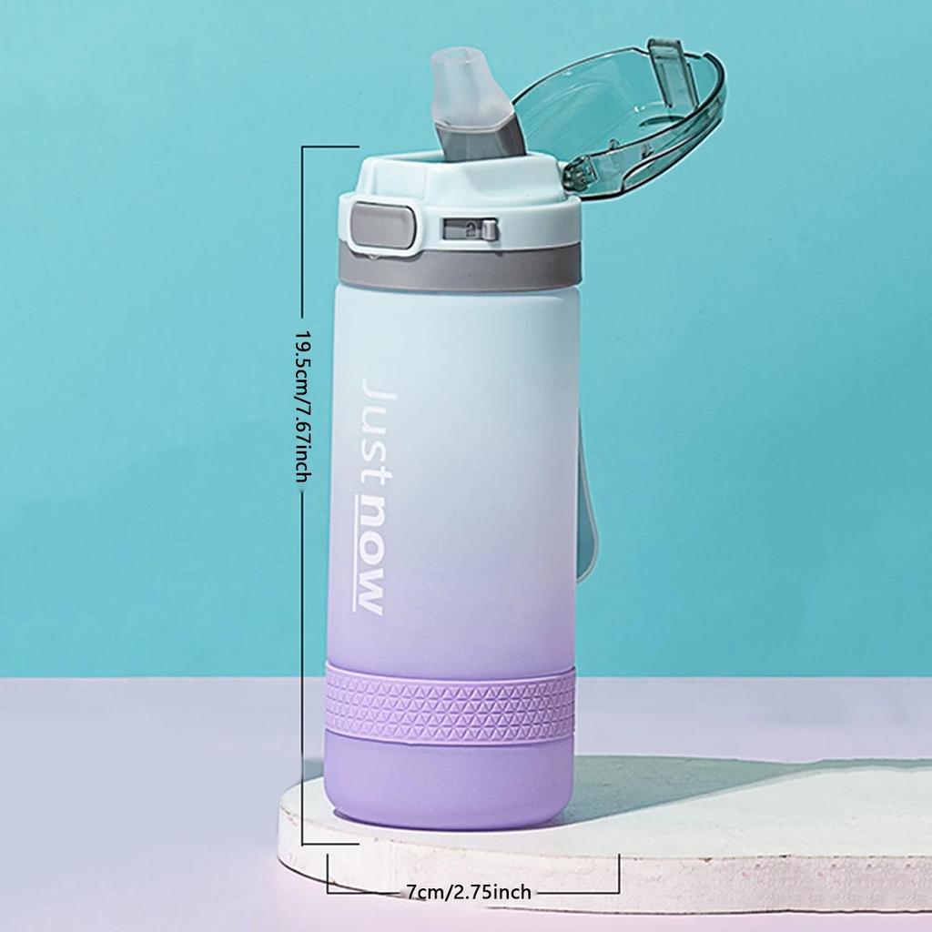 1pc-Sports water Bottle High Temperature Resistant Graduated Straw Cup Rainbow Frosted Progressive Color Water Cup Plastic Cup