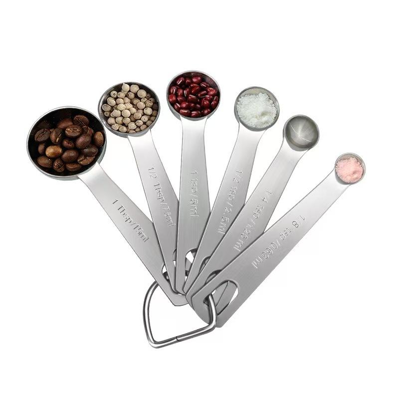 Stainless Steel Measuring Spoon 1/5/6 Pcs With Scale Measuring Ruler Spoon Kitchen Coffee Cooking Spoon Baking Measuring Tool