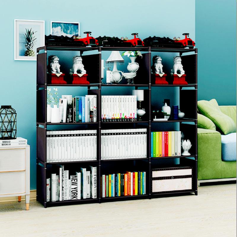 Best-Selling Multi-Layer Bookshelf: Three-Column Steel Pipe Bookcase for Home Storage & Student Organization