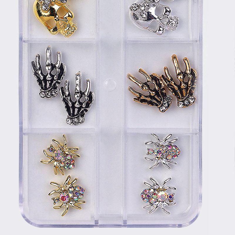 Halloween Nail Art Accessories 3D Alloy Metal Shiny DIY Nail Art Decoration Manicure Supplies