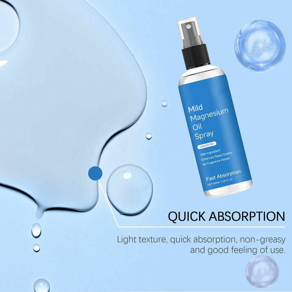 Organic Magnesium Oil Spray Fast Absorbent Promotes Calm Sleep And Relaxation 100ml