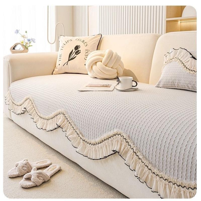 2025 New French Cream Style Lace Shaped Sofa Cushion Four Season Universal Irregular Non Slip Cushion Premium Feel Cover Cloth