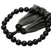 Men's Buddhist Prayer Beads, Black Onyx, 22 Beads, Silk Tassel, Colorful Tassel, Suitable for All Sects, Ideal for Informal Funerals, Buddhist