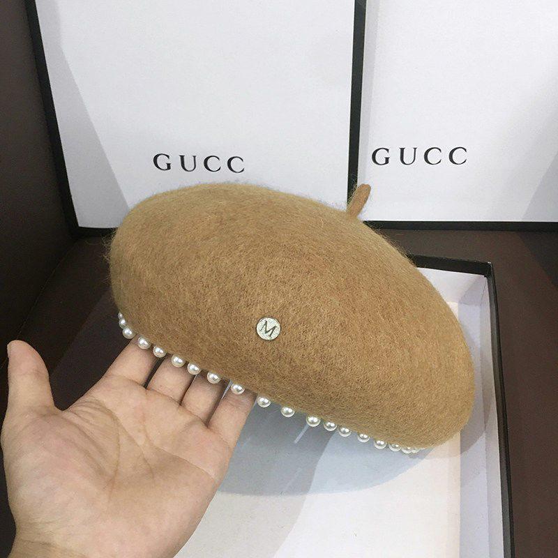 Women's Trendy British Retro Wool Beret: Autumn Winter Pearl Octagonal Hat for Women, Parent-Child, Kids' Painter Style.