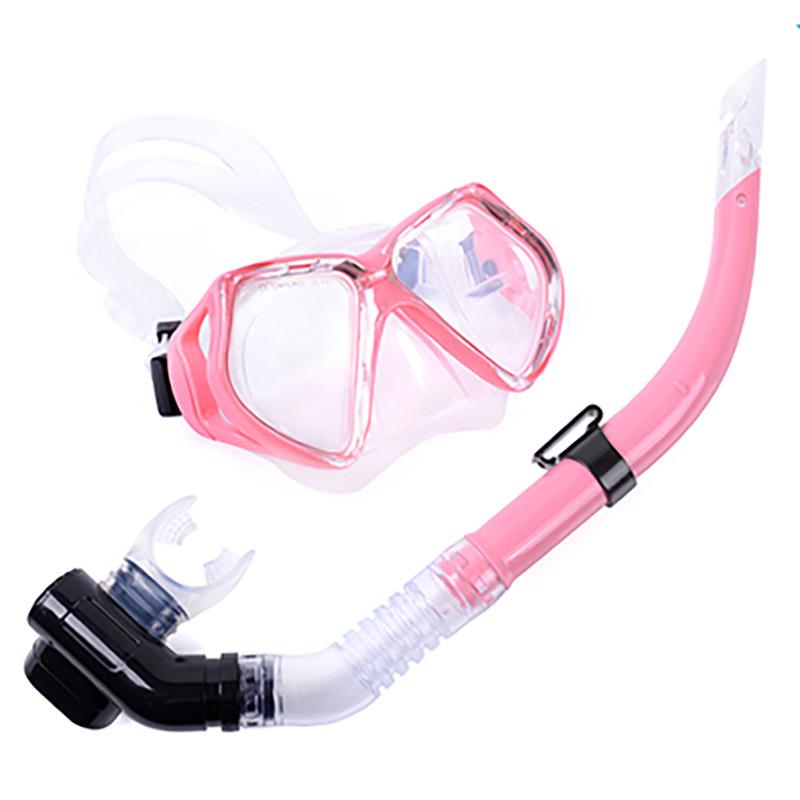 Large vision mask, tempered glass diving goggles set, snorkeling, silicone mouthpiece breathing tube equipment, double drainage.