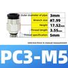 Pneumatik-Fittings Messing Mini-Verbinder Luftschlauch Schnellkupplung PC4-M3/M4/M5 4mm Gewinde Durchgangsgerade Verbindung