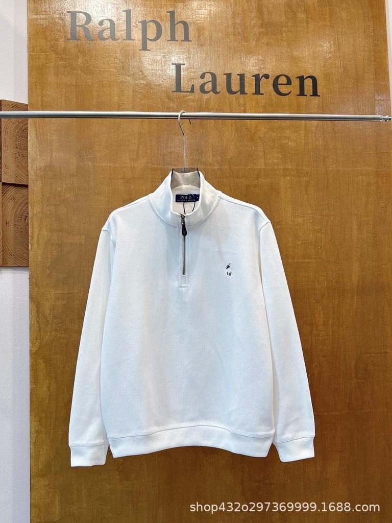 Unisex Little Horse Logo Half-Zip Stand Collar Knit Sweatshirt - Long Sleeve, Spring/Autumn Style