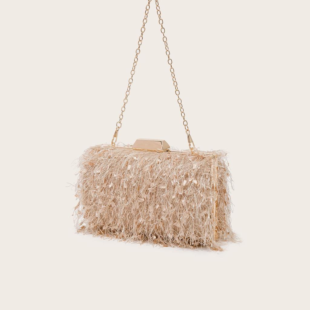 Women's luxury designer evening bag  tassel  shoulder  crossbody  clutch  wedding party  square bags  chain bag