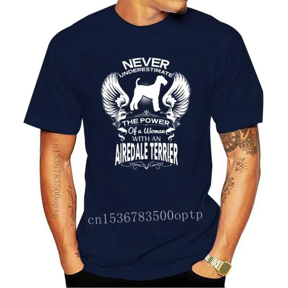 New Men Short Sleeve Tshirt A WOMEN WITH A DOG Airedale Terrier Cool Women T-shirt