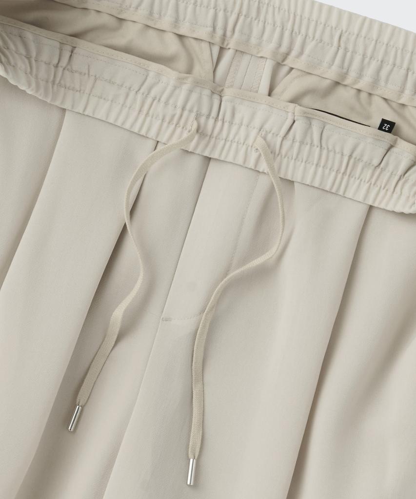 Musinsa Standard Linen-Like One-Pleat Wide Elastic Pants [Light Beige]