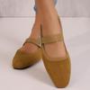 Women's Retro Suede Elegant Square Toe Pumps Flat Heel Single Shoes Women's Fall One Line Strap Low Heel Mary Jane Shoes