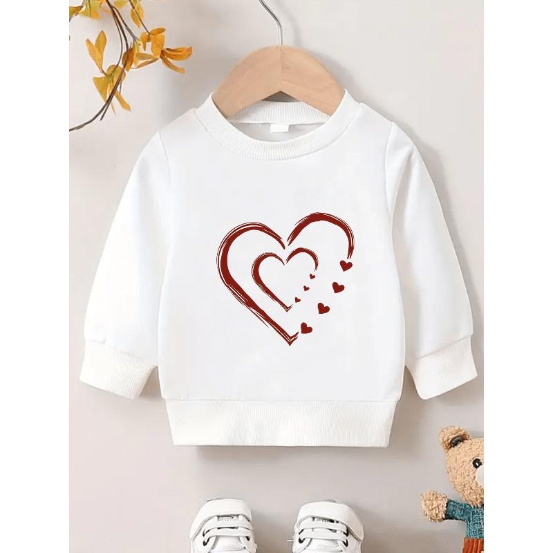 European Sizes A Easy Heart Print Design, a Versatile Round-Neck Sweatshirt for Kids Aged 0-2 Years, Durable, Wrinkle-Resistant, And Comfortable