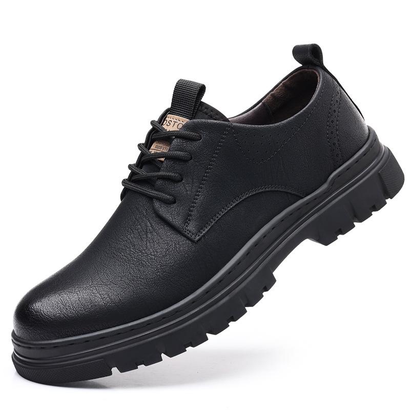 Fashion Men's Casual Vintage Shoes 2025 Autumn Hong Kong Style Thick Bottom Korean British Trendy Work Shoes One Piece Shoes