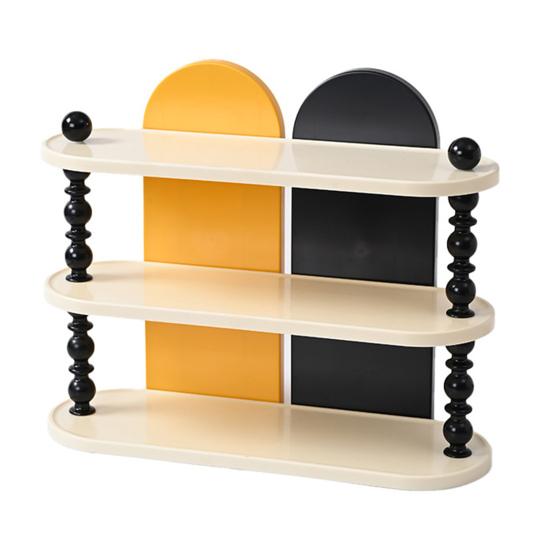 

Desktop Storage Rack Three-Layer Organizer Stable Support Stylish Color Contrast Rack Compact Space-Saving Shelf for Cosmetics Stationery