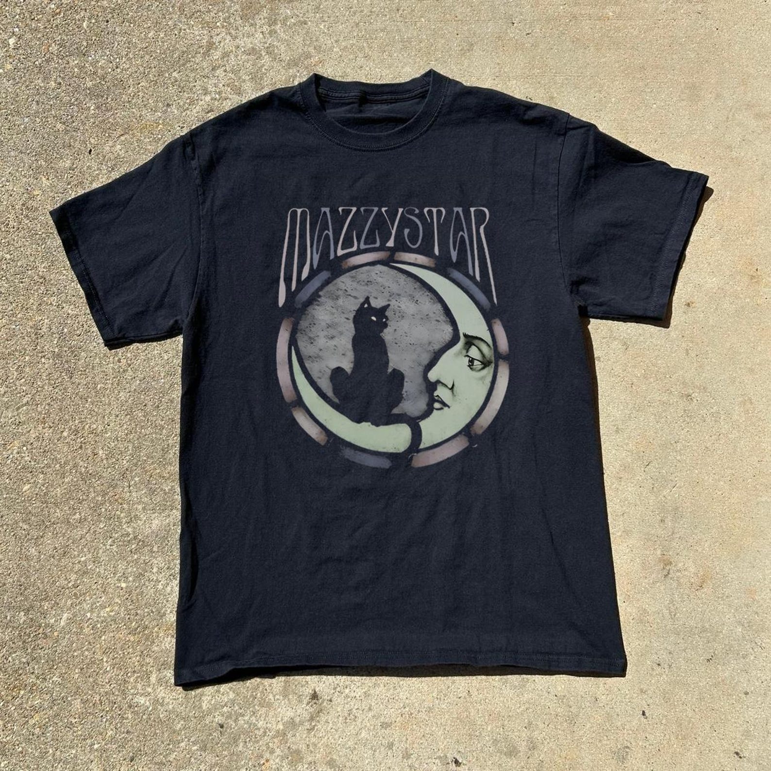 Mazzy Star Moon Cat Band Tee, 90s Alt Rock Retro Graphic Shirt XL
