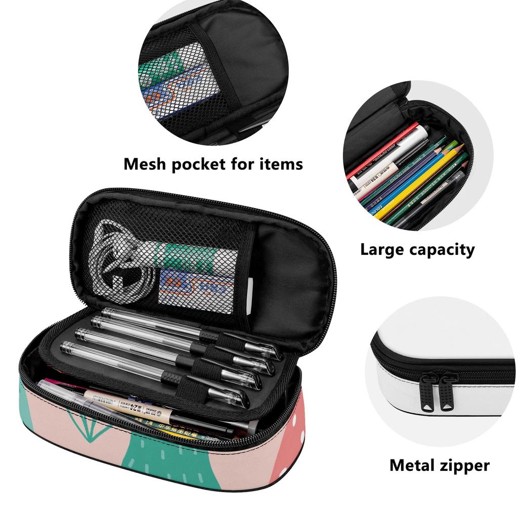 Pencil Case 300D Polyester Large Capacity Zipper Closure with Mesh Pocket Removable Divider and Pen Slots for Everyday Study