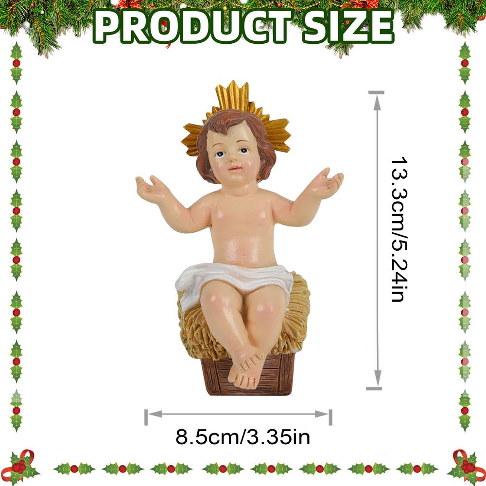 Baby Jesus Figure Mini Manger Resin Baby Jesus Manger Sculpture Christian Holiday Ornament Statue Figurines Miniatures