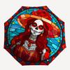 Day of the Dead Sugar Skull Stained  DecorUmbrella, Portable 3-Fold Compact Umbrella,Christmas Gift ES664