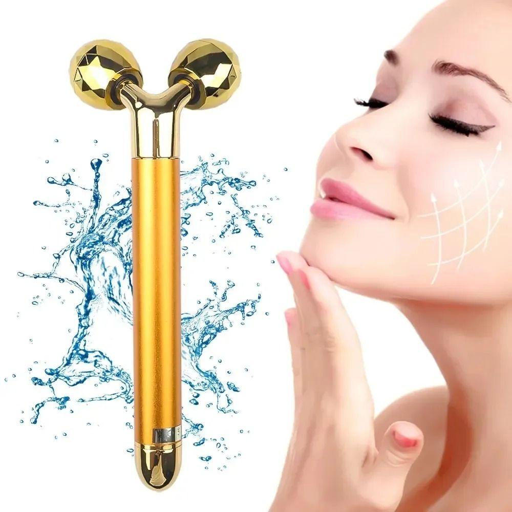 Zinc Alloy Y Shape Facial Massager Dual Roller Design Face Massage Instrument Jaw Contour Care