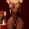 Sexy Adult Black Crotchless Bodystocking Sex Lace Transparent Porn Lingerie Plus Size Hollow Bodysuit Erotic Costume Underwear