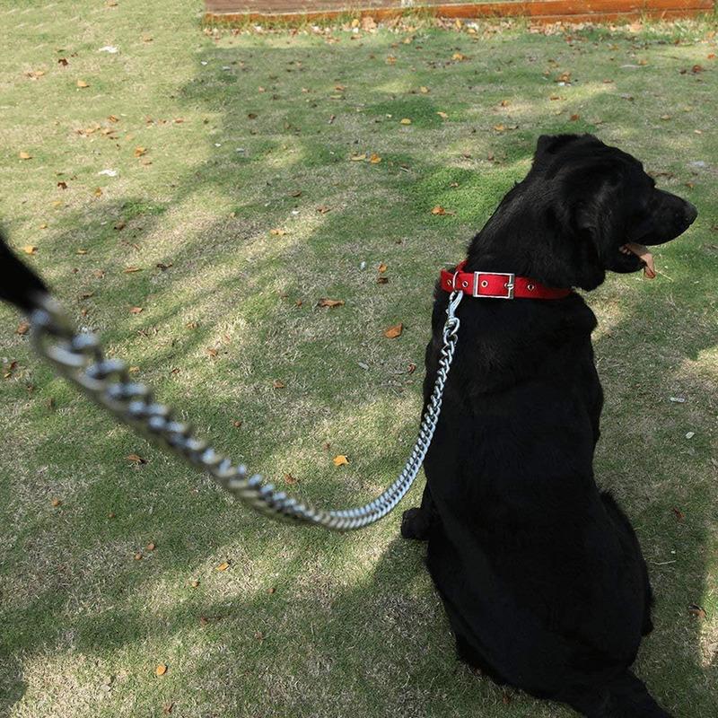 Heavy Duty Metal Chain Dog Leash with Strong and Durable Nylon Padded Handle for Training Large and Medium Sized Dogs 2/3/4mm