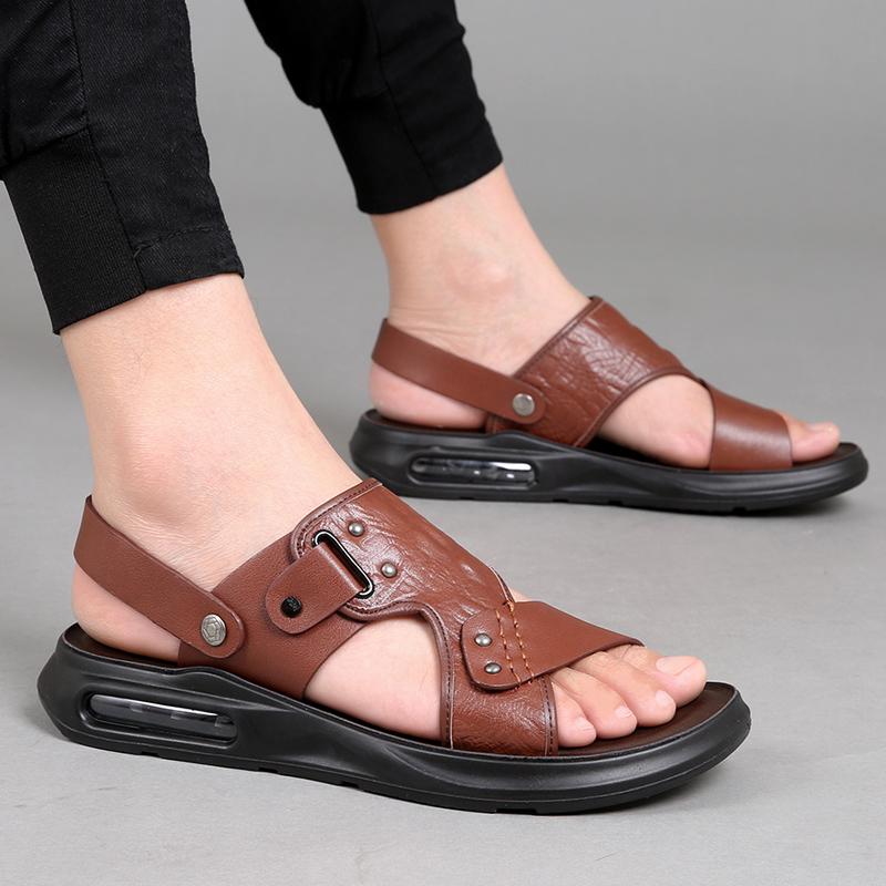 Cow Leather Summer For Men Sandals High Quality Genuine Leather Men Slip-on Beach — фото 4