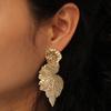 Earrings Metal Leaf With Gold Coating And Bold Design For Gift And Wedding