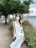 2025 Summer Ethnic Chinese Retro Hollow Camisole Dress Set - Sleeveless, High Waist, Two-Piece