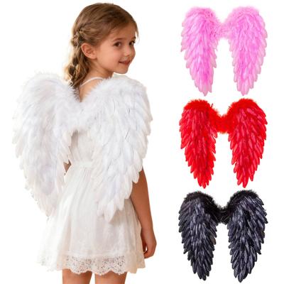 Angel Wings for Kids Girls Fairy Feather Wings Costume Fancy Party Dress Up Accessories for Halloween Cosplay Party